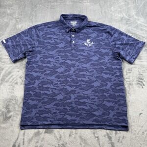 Straight Down Performance Polo Blue Camo Wolf Creek Men's XXL